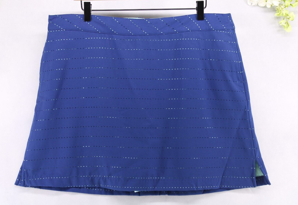 Lady Hogan Sz 16 Golf Tennis Skort Blue Perforated HydroDri Fabric NWT